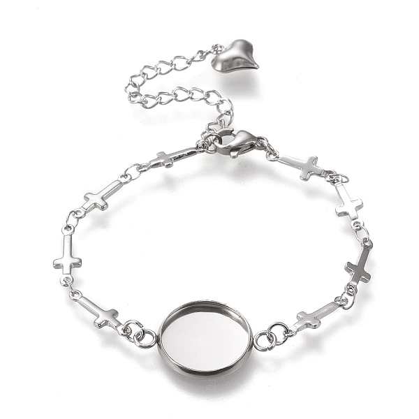 PandaHall 304 Stainless Steel Bracelet Making, with Lobster Claw Clasps, Cross Link Chains and Flat Round Cabochon Settings, Stainless Steel...
PandaHall 304 Stainless Steel Bracelet Making, with Lobster Claw Clasps, Cross Link Chains and Flat Round Cabochon Settings, Stainless Steel...