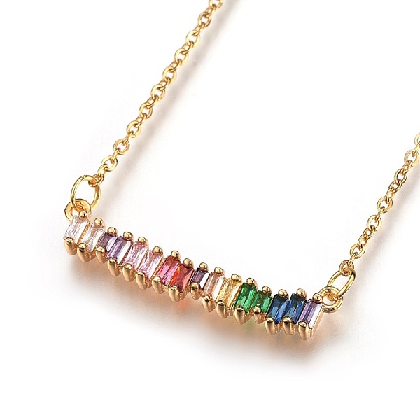 PandaHall 304 Stainless Steel Pendant Necklaces, with Cubic Zirconia, Rectangle, Golden, 18.8 inch(48cm), 1.5mm Cubic Zirconia
PandaHall 304 Stainless Steel Pendant Necklaces, with Cubic Zirconia, Rectangle, Golden, 18.8 inch(48cm), 1.5mm Cubic Zirconia