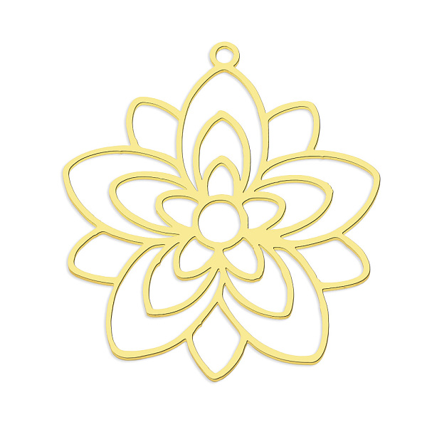 PandaHall 201 Stainless Steel Pendants, Laser Cut, Vacuum Plating, Flower, Golden, 33x30.5x1mm, Hole: 1.6mm 201 Stainless Steel Flower
PandaHall 201 Stainless Steel Pendants, Laser Cut, Vacuum Plating, Flower, Golden, 33x30.5x1mm, Hole: 1.6mm 201 Stainless Steel Flower
