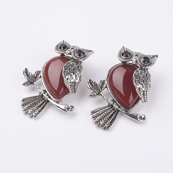PandaHall Natural Carnelian Pendants, with Alloy Finding, Owl, Antique Silver, 46.5x35.5x11.5mm, Hole: 6x8.5mm Carnelian Owl
PandaHall Natural Carnelian Pendants, with Alloy Finding, Owl, Antique Silver, 46.5x35.5x11.5mm, Hole: 6x8.5mm Carnelian Owl