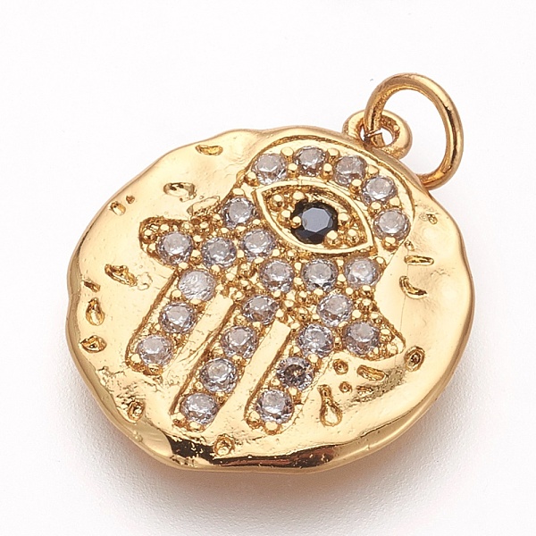 PandaHall Brass Micro Pave Cubic Zirconia Pendants, Lead Free & Cadmium Free & Nickel Free, Flat Round with Hamsa Hand/Hand of Fatima/Hand..., Clear
PandaHall Brass Micro Pave Cubic Zirconia Pendants, Lead Free & Cadmium Free & Nickel Free, Flat Round with Hamsa Hand/Hand of Fatima/Hand..., Clear
