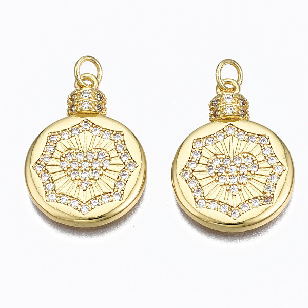 PandaHall Brass Micro Pave Cubic Zirconia Pendants, with Jump Rings, Nickel Free, Flat Round with Heart, Real 16K Gold Plated, Clear...
PandaHall Brass Micro Pave Cubic Zirconia Pendants, with Jump Rings, Nickel Free, Flat Round with Heart, Real 16K Gold Plated, Clear...