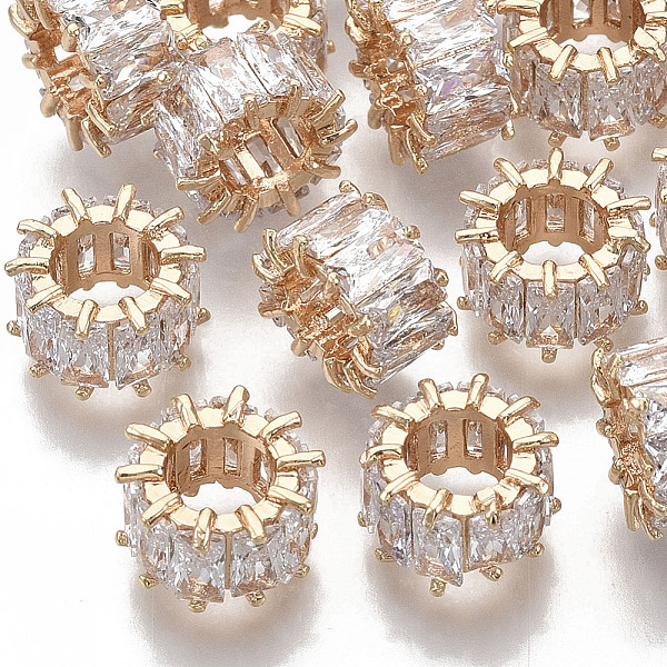 PandaHall Brass Micro Pave Cubic Zirconia European Beads, Large Hole Beads, Nickel Free, Rondelle, Clear, Real 18K Gold Plated, 10x6mm, Hole...
PandaHall Brass Micro Pave Cubic Zirconia European Beads, Large Hole Beads, Nickel Free, Rondelle, Clear, Real 18K Gold Plated, 10x6mm, Hole...