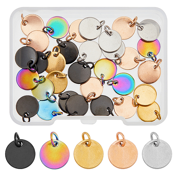 PandaHall SUPERFINDINGS 40Pcs 5 Colors 304 Stainless Steel Charms, with Jump Rings, Blank Stamping Tag, Flat Round, Mixed Color, 10x1mm...
PandaHall SUPERFINDINGS 40Pcs 5 Colors 304 Stainless Steel Charms, with Jump Rings, Blank Stamping Tag, Flat Round, Mixed Color, 10x1mm...