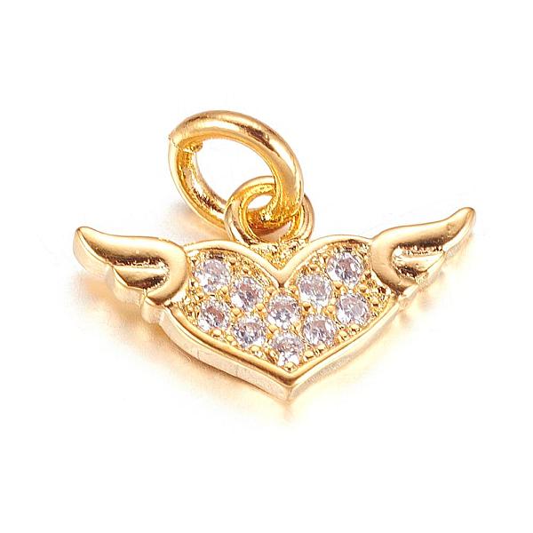PandaHall Brass Micro Pave Cubic Zirconia Charms, Heart with Wing, Golden, 8x14x1.5mm, Hole: 3mm Brass+Cubic Zirconia Heart
PandaHall Brass Micro Pave Cubic Zirconia Charms, Heart with Wing, Golden, 8x14x1.5mm, Hole: 3mm Brass+Cubic Zirconia Heart