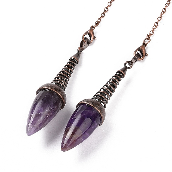 PandaHall Natural Amethyst Dowsing Pendulums, with Red Copper Plated Brass Chains, Egg Charm, 250~255mm, Hole: 2mm Amethyst Egg
PandaHall Natural Amethyst Dowsing Pendulums, with Red Copper Plated Brass Chains, Egg Charm, 250~255mm, Hole: 2mm Amethyst Egg