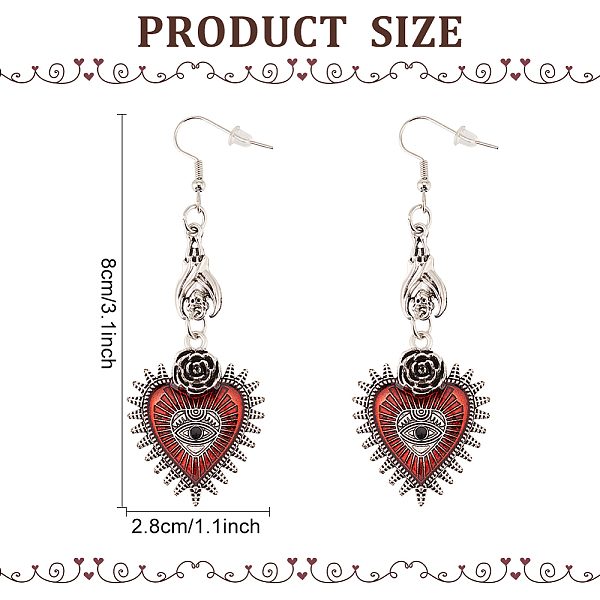 PandaHall ANATTASOUL 1 Pair FireBrick Enamel Rose with Heart Evil Eye Long Dangle Earrings, Bohemia Alloy Jewelry for Women, Antique Silver...
PandaHall ANATTASOUL 1 Pair FireBrick Enamel Rose with Heart Evil Eye Long Dangle Earrings, Bohemia Alloy Jewelry for Women, Antique Silver...