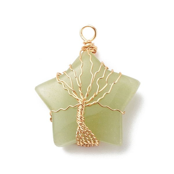 PandaHall Natural Green Aventurine Pendants, with Golden Tone Copper Wire Wrapped, Star with Tree, 36x30x12mm, Hole: 3.5mm Green Aventurine...
PandaHall Natural Green Aventurine Pendants, with Golden Tone Copper Wire Wrapped, Star with Tree, 36x30x12mm, Hole: 3.5mm Green Aventurine...