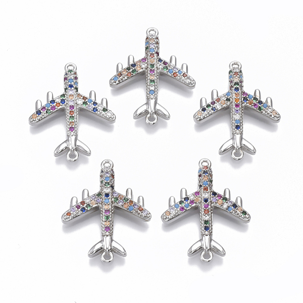PandaHall Brass Micro Pave Cubic Zirconia Airliner Links connectors, Passenger Airplane, Colorful, Platinum, 24x19x3.5mm, Hole: 1mm...
PandaHall Brass Micro Pave Cubic Zirconia Airliner Links connectors, Passenger Airplane, Colorful, Platinum, 24x19x3.5mm, Hole: 1mm...