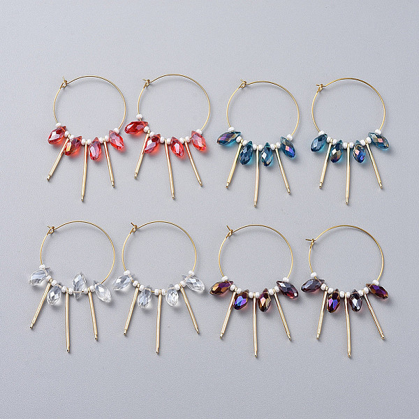 PandaHall 316L Surgical Stainless Steel Hoop Earring, with teardrop, Glass Beads, Round Glass Seed Beads and Brass Bar Links, Golden, Mixed..., Multicolor
PandaHall 316L Surgical Stainless Steel Hoop Earring, with teardrop, Glass Beads, Round Glass Seed Beads and Brass Bar Links, Golden, Mixed..., Multicolor