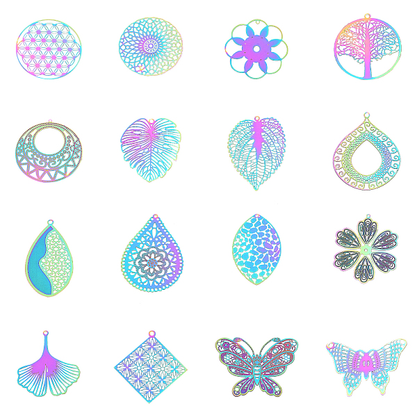 PandaHall UNICRAFTALE 16 Mixed Shape Filigree Pendants 32pcs Multi-Color Filigree Joiners Links Stainless Steel Charm Etched Metal...
PandaHall UNICRAFTALE 16 Mixed Shape Filigree Pendants 32pcs Multi-Color Filigree Joiners Links Stainless Steel Charm Etched Metal...