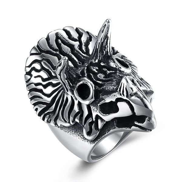 PandaHall Men's Stainless Steel Finger Rings, Wide Band Ring, Triceratops, Size 9, Antique Silver, 18.9mm Stainless Steel
PandaHall Men's Stainless Steel Finger Rings, Wide Band Ring, Triceratops, Size 9, Antique Silver, 18.9mm Stainless Steel