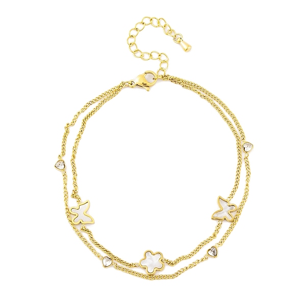 PandaHall Ion Plating(IP) 304 Stainless Steel Chains Anklet, Cubic Zirconia & Synthetic Shell Charms Anklet, Golden, Butterfly, 8-1/4 inch...
PandaHall Ion Plating(IP) 304 Stainless Steel Chains Anklet, Cubic Zirconia & Synthetic Shell Charms Anklet, Golden, Butterfly, 8-1/4 inch...