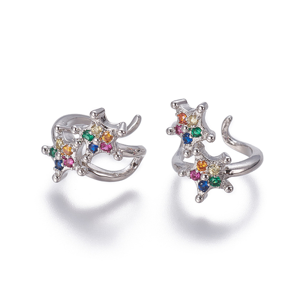 PandaHall Brass Cubic Zirconia Cuff Earrings, Star, Platinum, 10x1.5~14mm Cubic Zirconia
PandaHall Brass Cubic Zirconia Cuff Earrings, Star, Platinum, 10x1.5~14mm Cubic Zirconia