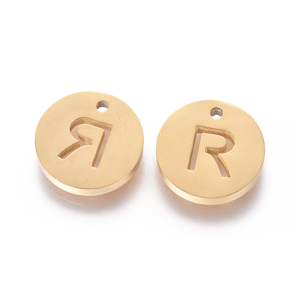 PandaHall 304 Stainless Steel Charms, Ion Plating (IP), Flat Round, Letter.R, 10x1.5mm, Hole: 1mm 304 Stainless Steel Letter R
PandaHall 304 Stainless Steel Charms, Ion Plating (IP), Flat Round, Letter.R, 10x1.5mm, Hole: 1mm 304 Stainless Steel Letter R