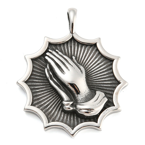 PandaHall 316L Surgical Stainless Steel Pendants, Flower with Praying Hands Charm, Antique Silver, 42x35x7mm, Hole: 6x4.5mm 316L Surgical...
PandaHall 316L Surgical Stainless Steel Pendants, Flower with Praying Hands Charm, Antique Silver, 42x35x7mm, Hole: 6x4.5mm 316L Surgical...