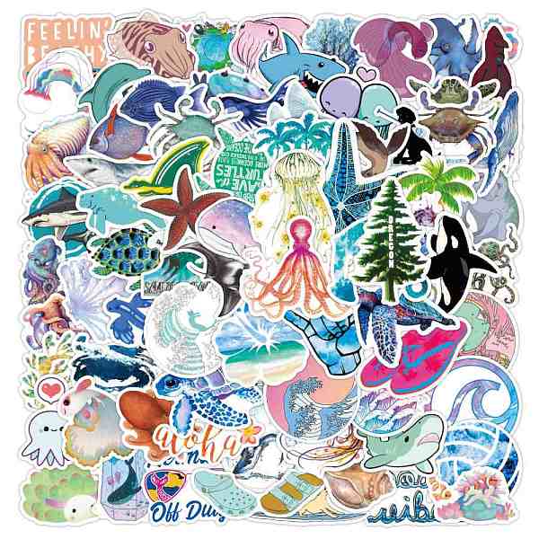 PandaHall Waterproof PVC Plastic Stickers, for Suitcase, Skateboard, Refrigerator, Helmet, Mobile Phone Shell, Sea Animals, 50~80x50~80mm...
PandaHall Waterproof PVC Plastic Stickers, for Suitcase, Skateboard, Refrigerator, Helmet, Mobile Phone Shell, Sea Animals, 50~80x50~80mm...