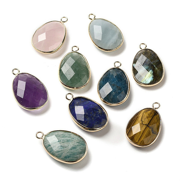 PandaHall Natural Mixed Gemstone Faceted Pendents, Brass Egg Charms, Light Gold, 27.5x17~17.5x7mm, Hole: 2.5mm Mixed Stone Egg
PandaHall Natural Mixed Gemstone Faceted Pendents, Brass Egg Charms, Light Gold, 27.5x17~17.5x7mm, Hole: 2.5mm Mixed Stone Egg