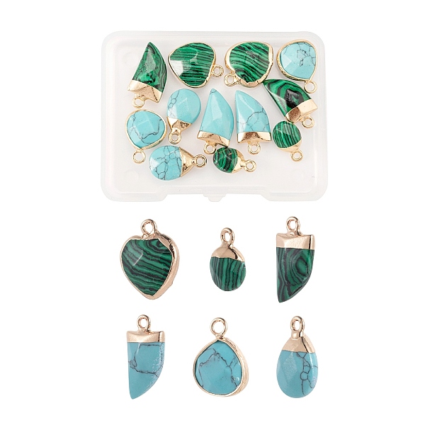 PandaHall 12Pcs 6 Style Synthetic Malachite & Turquoise Pendants, with Light Gold Iron Loop, Faceted, Scabbard & Oval & Heart & Teardrop &..., Multicolor
PandaHall 12Pcs 6 Style Synthetic Malachite & Turquoise Pendants, with Light Gold Iron Loop, Faceted, Scabbard & Oval & Heart & Teardrop &..., Multicolor