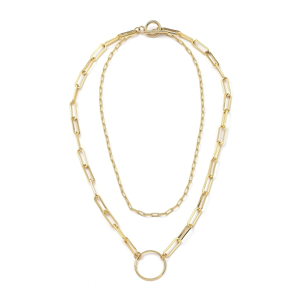 PandaHall Brass Paperclip Chain Double Layer Necklaces, with 304 Stainless Steel Toggle Clasps, Ring, Golden, 13.97 inch(35.5cm) Brass
PandaHall Brass Paperclip Chain Double Layer Necklaces, with 304 Stainless Steel Toggle Clasps, Ring, Golden, 13.97 inch(35.5cm) Brass