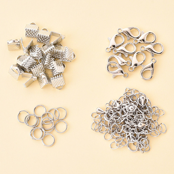 PandaHall 50 Pieces DIY Ribbon Ends Making Kits, Including Iron Ribbon Crimp Ends & Unsoldered Jump Rings, Zinc Alloy Lobster Claw Clasps...
PandaHall 50 Pieces DIY Ribbon Ends Making Kits, Including Iron Ribbon Crimp Ends & Unsoldered Jump Rings, Zinc Alloy Lobster Claw Clasps...