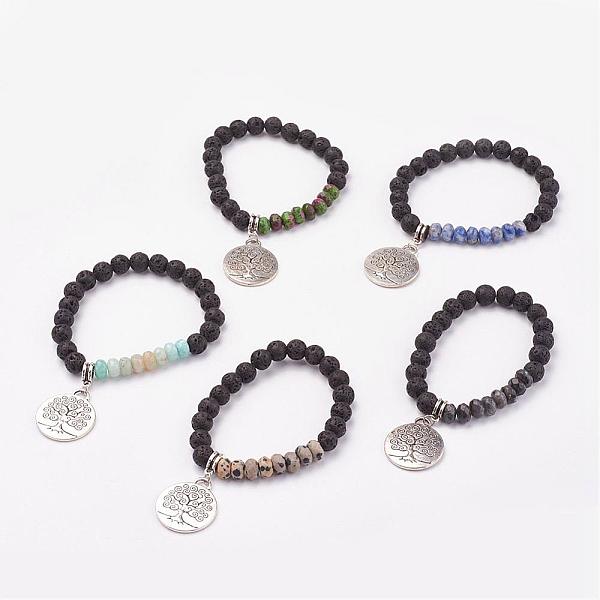 PandaHall Natural & Synthetic Mixed Stone & Lava Rock Stretch Charm Bracelets, Alloy Pendant, Flat Round with Tree, Antique Silver, 2 inch...
PandaHall Natural & Synthetic Mixed Stone & Lava Rock Stretch Charm Bracelets, Alloy Pendant, Flat Round with Tree, Antique Silver, 2 inch...