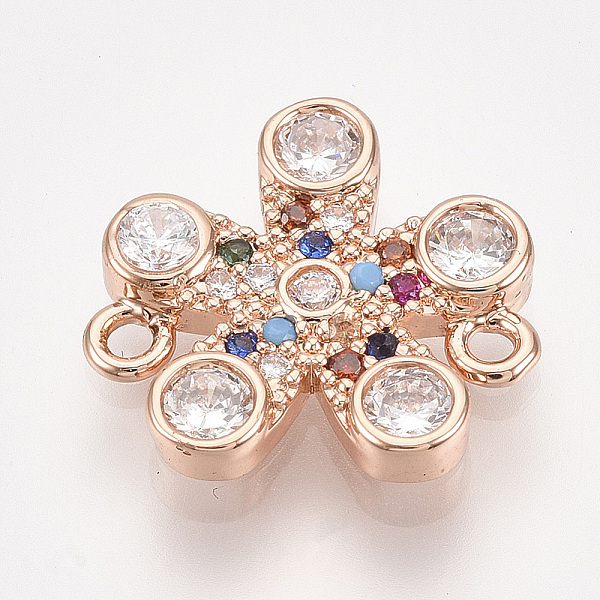 PandaHall Brass Micro Pave Cubic Zirconia Links, Flower, Colorful, Rose Gold, 13.5x14x2.5mm, Hole: 1.2mm Brass+Cubic Zirconia Flower
PandaHall Brass Micro Pave Cubic Zirconia Links, Flower, Colorful, Rose Gold, 13.5x14x2.5mm, Hole: 1.2mm Brass+Cubic Zirconia Flower