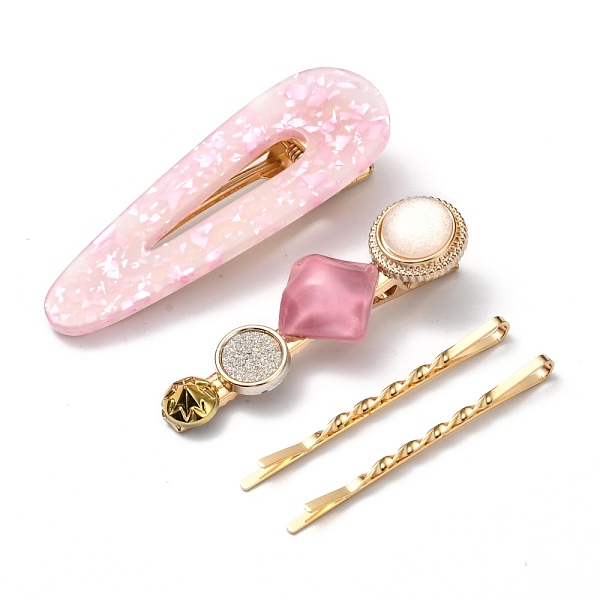 PandaHall Iron Alligator Hair Clips Sets, with Cellulose Acetate(Resin), Teardrop & Flat Round and Rhombus, Golden, Hot Pink...
PandaHall Iron Alligator Hair Clips Sets, with Cellulose Acetate(Resin), Teardrop & Flat Round and Rhombus, Golden, Hot Pink...