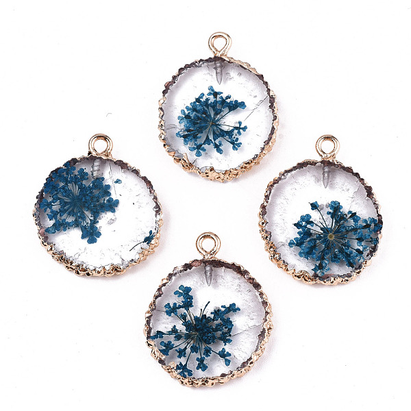 PandaHall Transparent Clear Epoxy Resin & Dried Flower Pendants, with Edge Light Gold Plated Iron Loops, Flat Round, Steel Blue...
PandaHall Transparent Clear Epoxy Resin & Dried Flower Pendants, with Edge Light Gold Plated Iron Loops, Flat Round, Steel Blue...