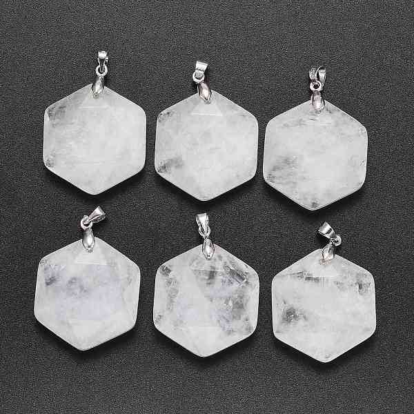 PandaHall Natural Quartz Crystal Pendants, with Platinum Tone Brass Findings, Faceted, Hexagon, 28x25x9mm, Hole: 4x5mm Quartz Crystal...
PandaHall Natural Quartz Crystal Pendants, with Platinum Tone Brass Findings, Faceted, Hexagon, 28x25x9mm, Hole: 4x5mm Quartz Crystal...