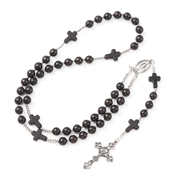 PandaHall Synthetic Turquoise & Wood Rosary Bead Necklace, Alloy Cross & Virgin Mary Pendant Necklace for Religion, Black, 25.98 inch(66cm)...
PandaHall Synthetic Turquoise & Wood Rosary Bead Necklace, Alloy Cross & Virgin Mary Pendant Necklace for Religion, Black, 25.98 inch(66cm)...
