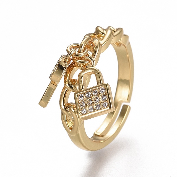 PandaHall Adjustable Brass Micro Pave Clear Cubic Zirconia Cuff Rings, Open Rings, Lock with Key, Real 18K Gold Plated, Size 7, Inner...
PandaHall Adjustable Brass Micro Pave Clear Cubic Zirconia Cuff Rings, Open Rings, Lock with Key, Real 18K Gold Plated, Size 7, Inner...