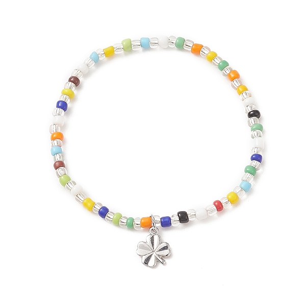 PandaHall Colorful Seed Beaded Stretch Bracelet with Brass Charms for Women, Clover Pattern, Inner Diameter: 2 inch(5.2cm), Pendants...
PandaHall Colorful Seed Beaded Stretch Bracelet with Brass Charms for Women, Clover Pattern, Inner Diameter: 2 inch(5.2cm), Pendants...