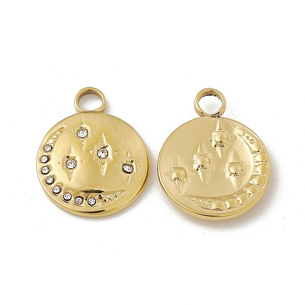 PandaHall Vacuum Plating 201 Stainless Steel Pendants, Crystal Rhinestone Flat Round with Moon & Star Charms, Real 18K Gold Plated..., Clear
PandaHall Vacuum Plating 201 Stainless Steel Pendants, Crystal Rhinestone Flat Round with Moon & Star Charms, Real 18K Gold Plated..., Clear