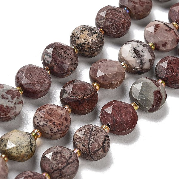 PandaHall Natural America Picture Jasper Beads Strands, with Seed Beads, Faceted Hexagonal Cut, Flat Round, 12~12.5x5~6mm, Hole: 1.2~1.4mm...
PandaHall Natural America Picture Jasper Beads Strands, with Seed Beads, Faceted Hexagonal Cut, Flat Round, 12~12.5x5~6mm, Hole: 1.2~1.4mm...