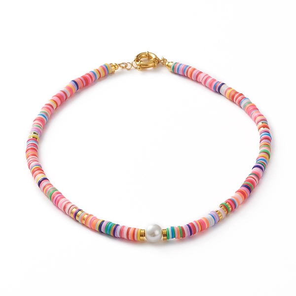 PandaHall Polymer Clay Heishi Beaded Necklaces, with Round Glass Pearl Beads, Brass Spacer Beads and Spring Ring Clasps, Colorful, 17-7/8...
PandaHall Polymer Clay Heishi Beaded Necklaces, with Round Glass Pearl Beads, Brass Spacer Beads and Spring Ring Clasps, Colorful, 17-7/8...