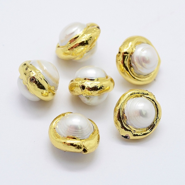 PandaHall Natural Cultured Freshwater Pearl Beads, Edge Golden Plated, Round, White, 15x13~14x10.5~11mm, Hole: 0.5mm Pearl Round White
PandaHall Natural Cultured Freshwater Pearl Beads, Edge Golden Plated, Round, White, 15x13~14x10.5~11mm, Hole: 0.5mm Pearl Round White