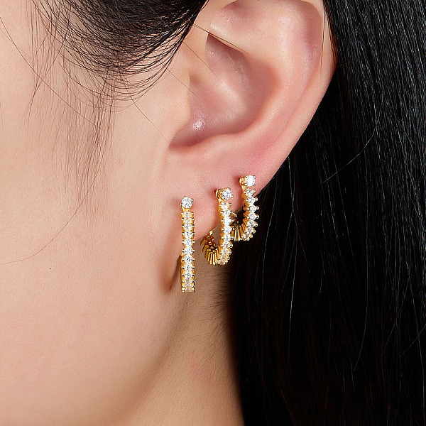 PandaHall S925 Sterling Silver Geometric Hoop Earrings with Sparkling Diamonds Sterling Silver Round
PandaHall S925 Sterling Silver Geometric Hoop Earrings with Sparkling Diamonds Sterling Silver Round