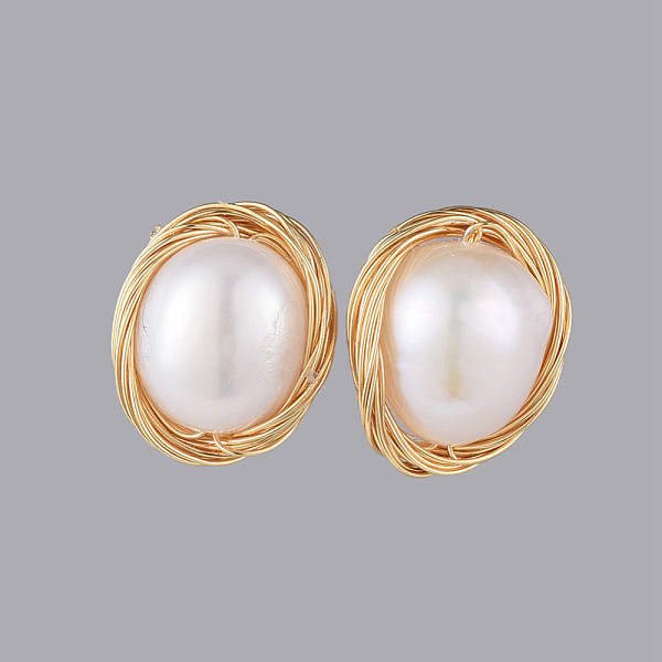 PandaHall Stud Earrings, with Natural Baroque Pearl Keshi Pearl Beads, Brass Findings and Ear Nuts, Golden, 3x10.5x7.5~8mm, Pin: 0.7mm Pearl
PandaHall Stud Earrings, with Natural Baroque Pearl Keshi Pearl Beads, Brass Findings and Ear Nuts, Golden, 3x10.5x7.5~8mm, Pin: 0.7mm Pearl