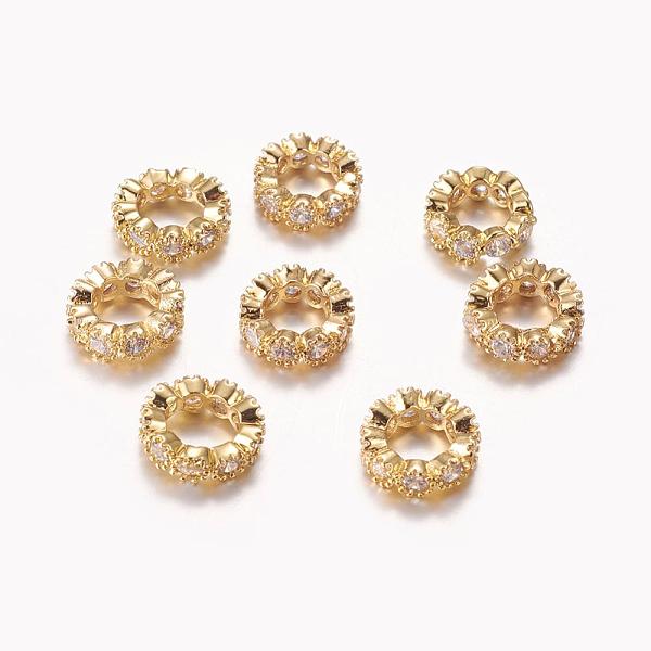 PandaHall Brass Cubic Zirconia Beads, Rondelle, Golden, 10x3mm, Hole: 6mm Brass+Cubic Zirconia Rondelle
PandaHall Brass Cubic Zirconia Beads, Rondelle, Golden, 10x3mm, Hole: 6mm Brass+Cubic Zirconia Rondelle