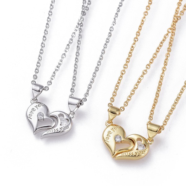 PandaHall Valentine's Day Jewelry, 304 Stainless Steel Pendant Couple Necklaces Sets, with Cubic Zirconia, Cable Chains and Lobster Claw..., Clear
PandaHall Valentine's Day Jewelry, 304 Stainless Steel Pendant Couple Necklaces Sets, with Cubic Zirconia, Cable Chains and Lobster Claw..., Clear