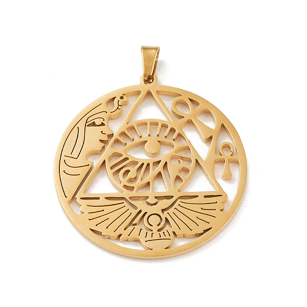 PandaHall 304 Stainless Steel Hollow Pendants, Flat Round with Eye of Horus & Ankh Cross & Wing Charm, Golden, 34x32x1.5mm, Hole: 4.5x3mm...
PandaHall 304 Stainless Steel Hollow Pendants, Flat Round with Eye of Horus & Ankh Cross & Wing Charm, Golden, 34x32x1.5mm, Hole: 4.5x3mm...