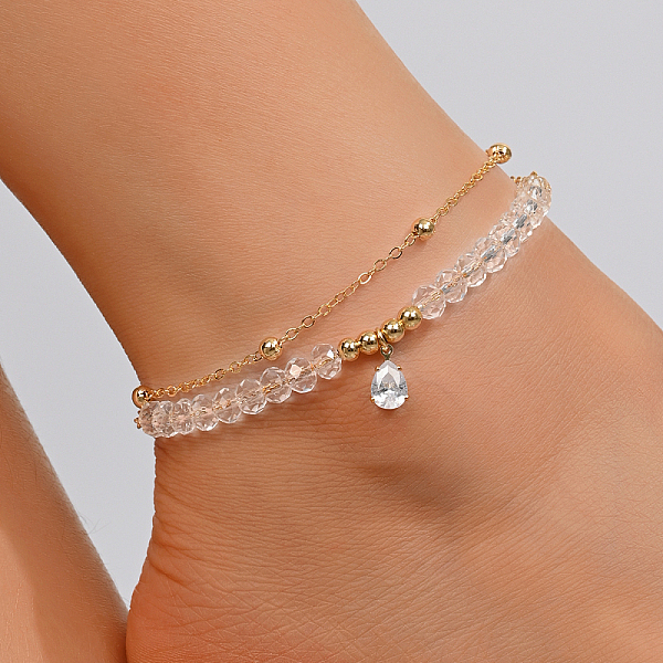 PandaHall Fashionable Double Layered Adjustable Beach Anklet with Colorful Zircon Stones Brass
PandaHall Fashionable Double Layered Adjustable Beach Anklet with Colorful Zircon Stones Brass