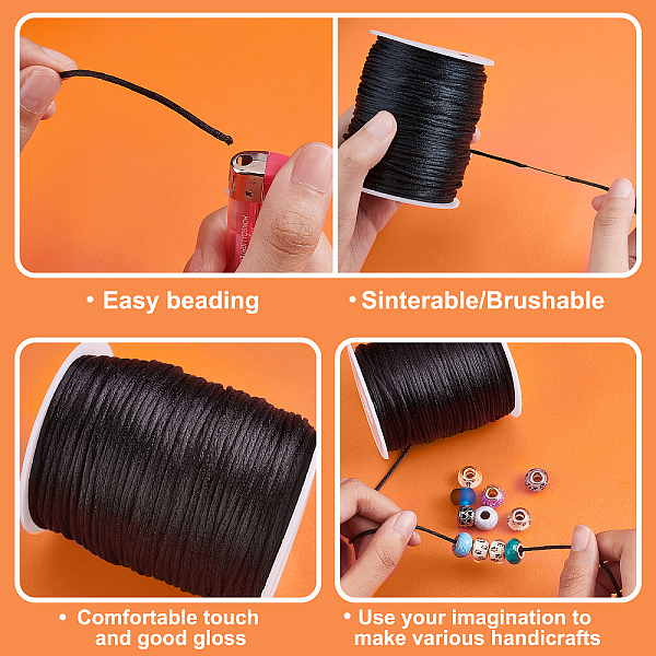 PandaHall 100m/106 Yards Rattail Satin Cords, 2mm Black Silk Beading String Silky Trim Cord Decorative Crafts String for Chinese Knot...
PandaHall 100m/106 Yards Rattail Satin Cords, 2mm Black Silk Beading String Silky Trim Cord Decorative Crafts String for Chinese Knot...