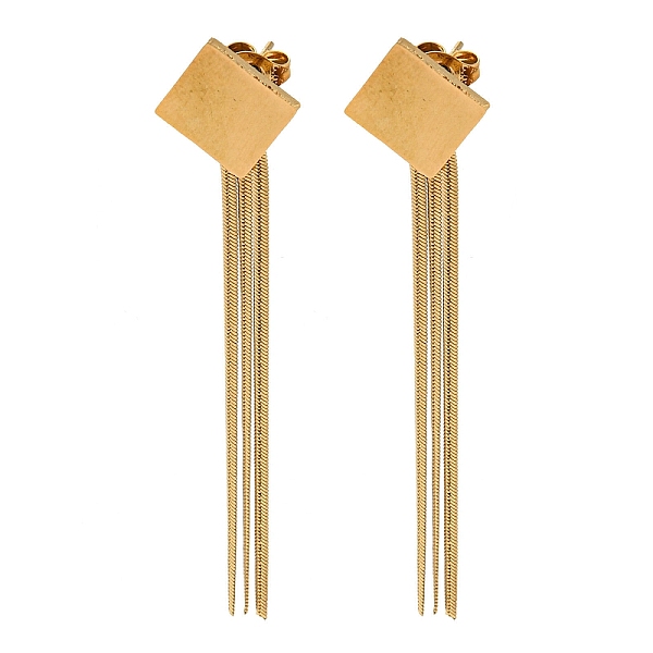 PandaHall Vacuum Plating Golden 304 Stainless Steel Dangle Stud Earrings, Chains Tassel Earrings, Square, 62x14.5mm 304 Stainless Steel...
PandaHall Vacuum Plating Golden 304 Stainless Steel Dangle Stud Earrings, Chains Tassel Earrings, Square, 62x14.5mm 304 Stainless Steel...