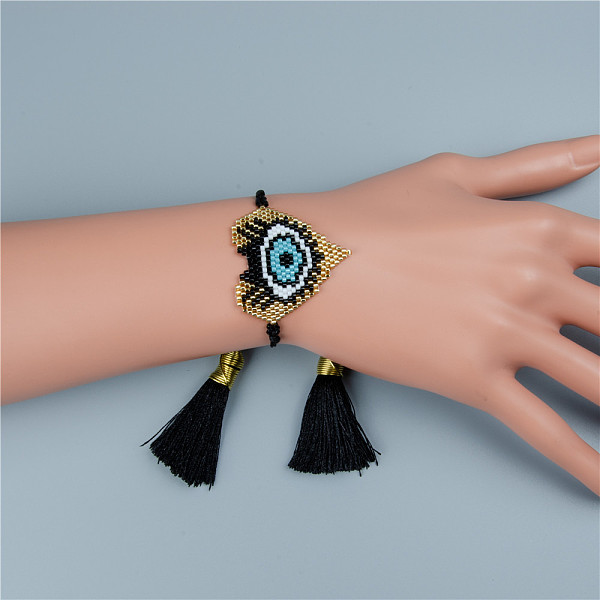 PandaHall Glass Seed Braided Bead Bracelet with Double Tassel, Heart with Evil Eye Protection Lucky Bracelet for Women, Gold, 11 inch(28cm)...
PandaHall Glass Seed Braided Bead Bracelet with Double Tassel, Heart with Evil Eye Protection Lucky Bracelet for Women, Gold, 11 inch(28cm)...