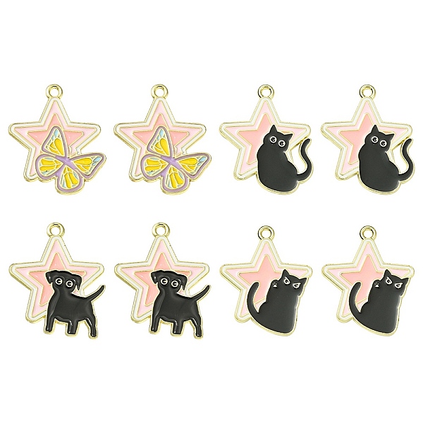 PandaHall 8Pcs 4 Styles Alloy Enamel Pendants, Golden, Star with Dog/Cat/Butterfly Charm, Mixed Color, 27.5~28x22.5~24x1.5mm, Hole: 1.5mm..., Multicolor
PandaHall 8Pcs 4 Styles Alloy Enamel Pendants, Golden, Star with Dog/Cat/Butterfly Charm, Mixed Color, 27.5~28x22.5~24x1.5mm, Hole: 1.5mm..., Multicolor