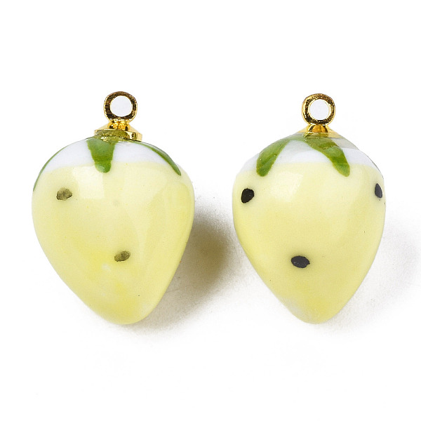 PandaHall Handmade Porcelain Pendants, with Golden Plated Brass Findings, Famille Rose Style, 3D Strawberry, Champagne Yellow...
PandaHall Handmade Porcelain Pendants, with Golden Plated Brass Findings, Famille Rose Style, 3D Strawberry, Champagne Yellow...