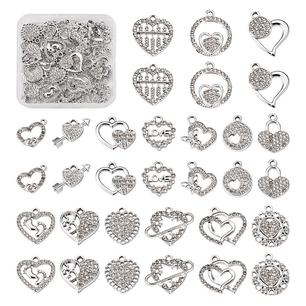 PandaHall 32PCS 16 Style Alloy Rhinestone Pendants, Heart Charms, for Valentine's Day, Crystal, 14~22.5x14~23x2.4~4mm, Hole: 1.8~2.7mm..., Clear
PandaHall 32PCS 16 Style Alloy Rhinestone Pendants, Heart Charms, for Valentine's Day, Crystal, 14~22.5x14~23x2.4~4mm, Hole: 1.8~2.7mm..., Clear