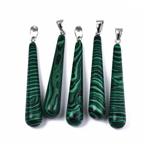 PandaHall Synthetic Malachite Big Pendants, with Platinum Tone Iron Pinch Bail, Teardrop, 58.5~59.5x10mm, Hole: 4x6.5mm Malachite Teardrop
PandaHall Synthetic Malachite Big Pendants, with Platinum Tone Iron Pinch Bail, Teardrop, 58.5~59.5x10mm, Hole: 4x6.5mm Malachite Teardrop